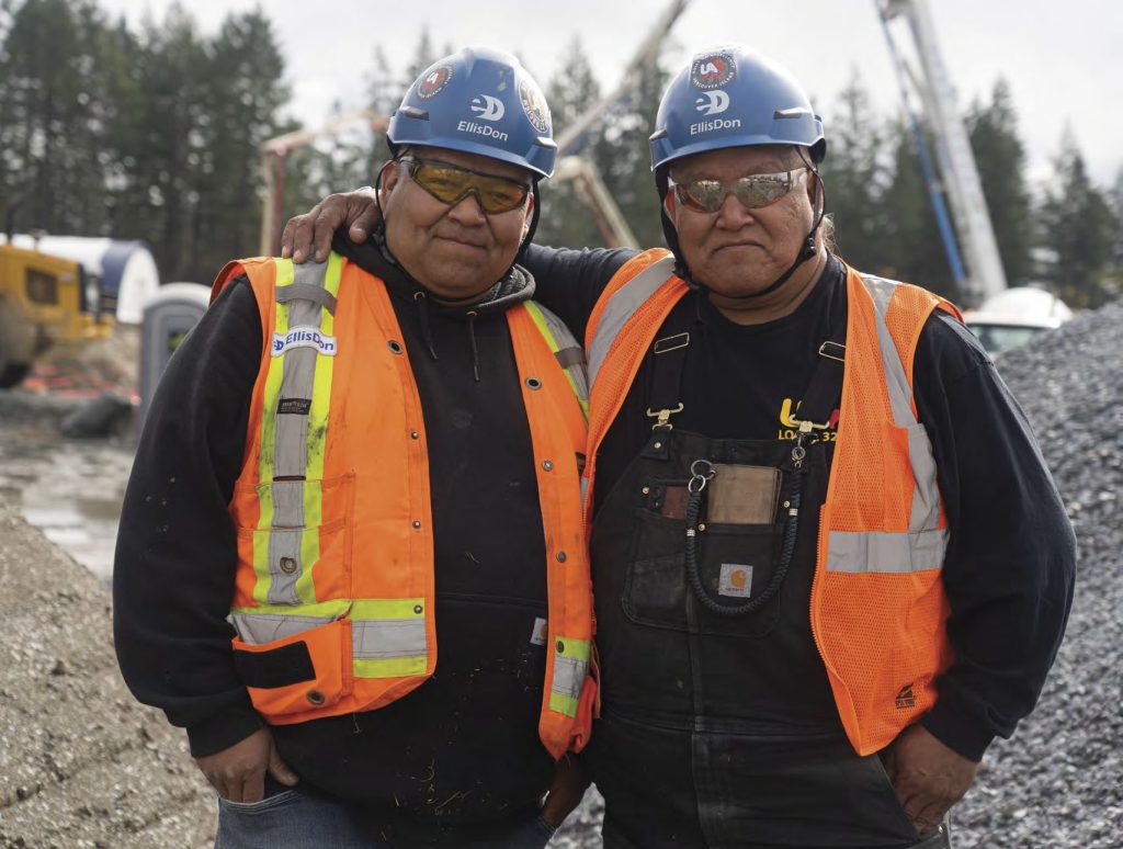 Cletus Daniels and his father Bubba Qwulshemut at work on the new Cowichan Hospital.